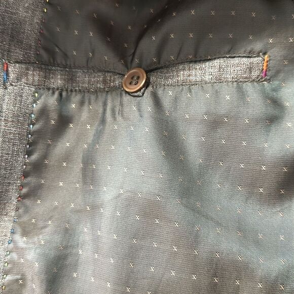 HGSS L Men’s Houndstooth Plaid Brown Full Zip Dress Wool Blend Jacket - Picture 10 of 12